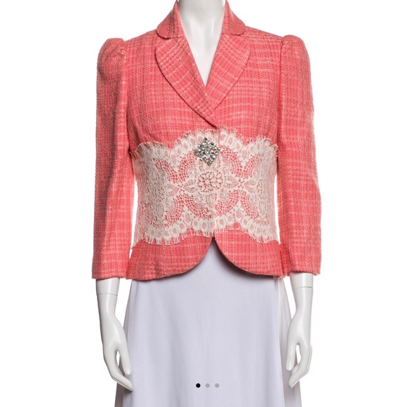 SOLD Robert Rodriguez Cropped Yellow Tweed Blazer Jacket - Picture 9 of 11